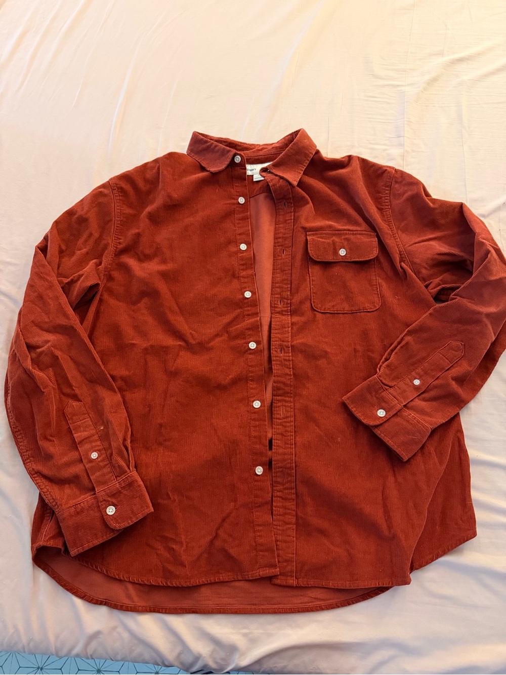 Old Navy Men's Corduroy Button-Down Shirt in Rust Orange